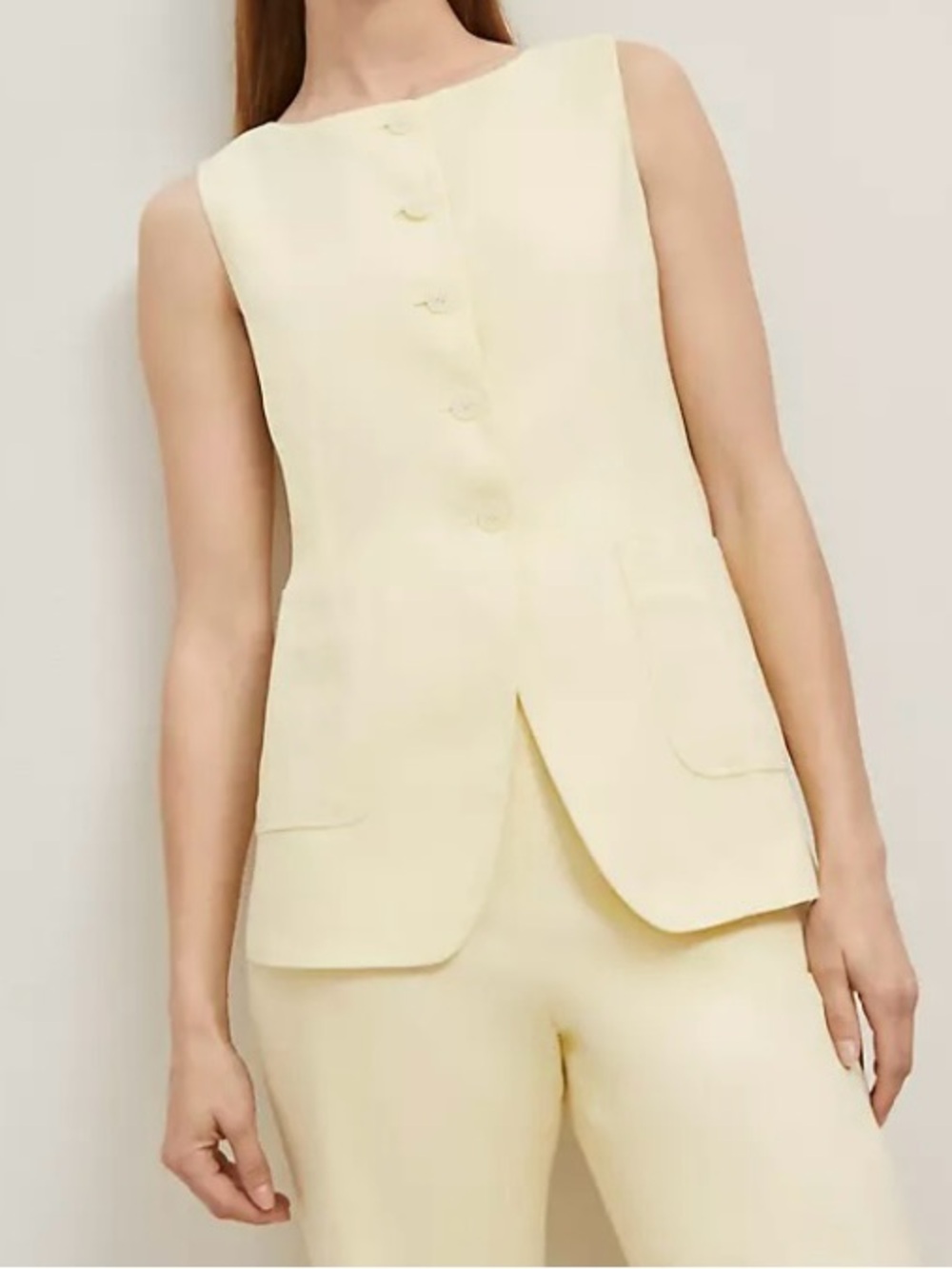 Butter Yellow Linen Vest (Petite 4)